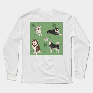 Alaskan Malamute Pattern Sage Long Sleeve T-Shirt